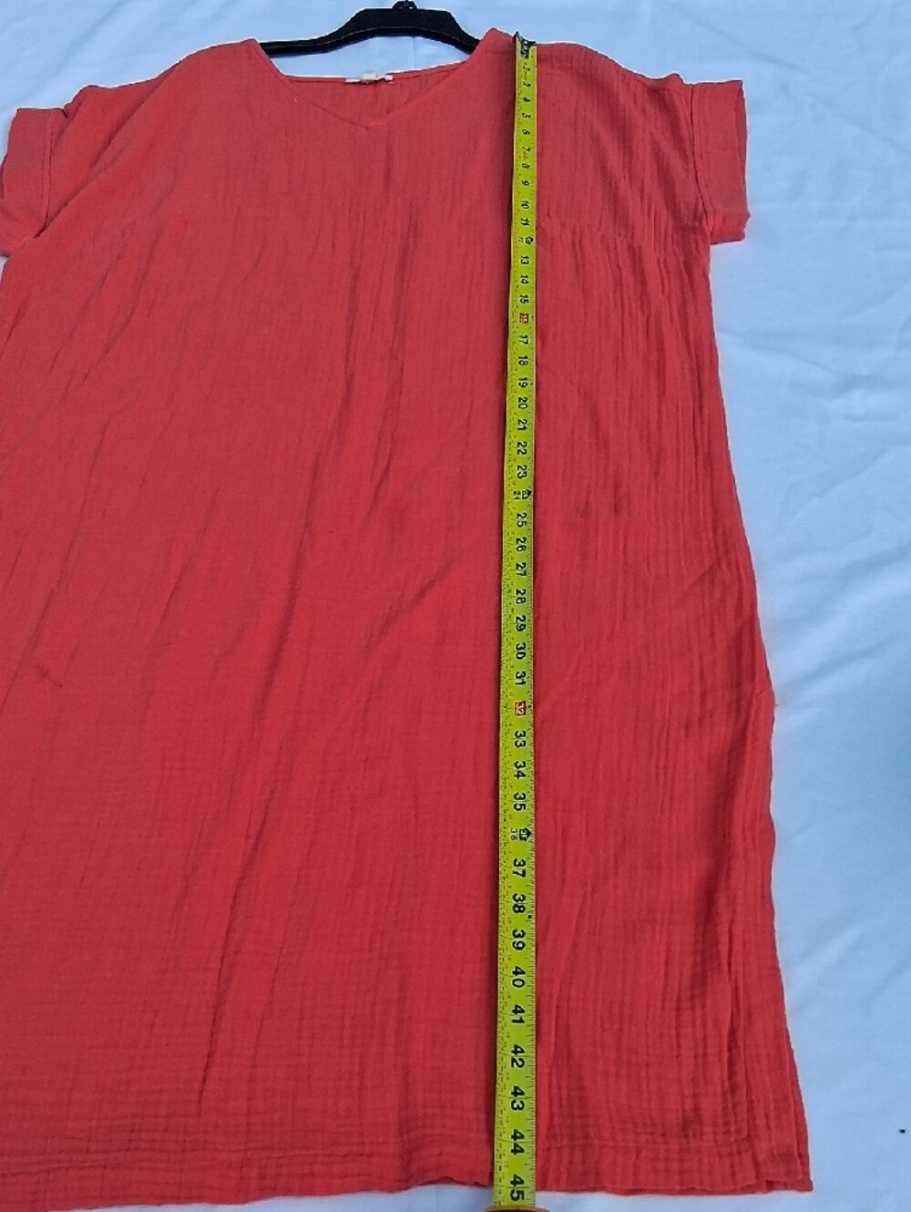 Eileen Fisher Coral Midi V-Neck Short Sleeve Dress 100% Organic Cotton - Picture 13 of 16